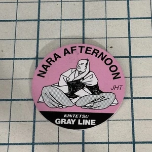 Kintetsu NARA Afternoon Japan Train Railway Vintage Pinback Button - Picture 1 of 2