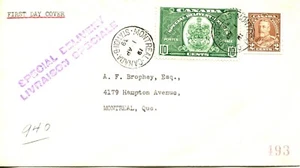 CANADÁ 1939 ENTREGA ESPECIAL S9 PRIMER DÍA CUBIERTA - Imagen 1 de 1