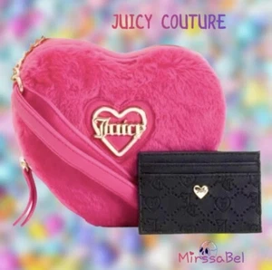 NEU - JUICY COUTURE FUCHSIA HERZ UMHÄNGETASCHE & VERPACKTES GESCHENKSET - Bild 1 von 6