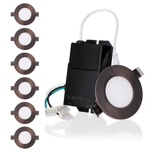 6-Pack 3 Inch Ultra-Thin LED Recessed Light with J-Box, Oil Rubbed Bronze, 2700K - Picture 1 of 7