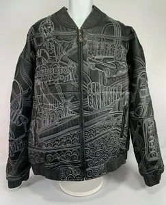 Tanners Avenue America Cities Leather Bomber Jacket 8XL - Picture 1 of 12
