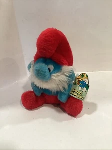 Ganz Nonno Puffo Bean Bag Peluche Peluche 1981 Wallace Berrie Etichette 7,5" - Foto 1 di 7