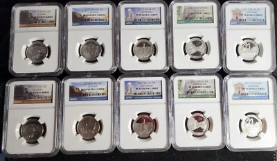 2011 10 Coin Year Set Silver/Clad Washington Quarter Statehood  NGC PF70. SC235 - Image 1 of 4