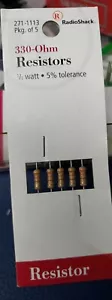 Resistencias Radio Shack 271-1113 330 ohmios (paquete de 5) Nuevo de lote antiguo - Imagen 1 de 2