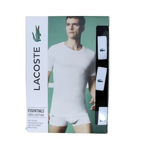 Lacoste Men's Crew Neck Cotton Loungewear T-Shirt 3-Pack in Black TH3321-00 031 - Picture 1 of 6