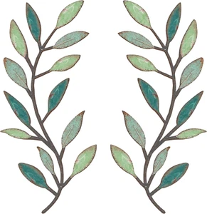 Zhengmy 2 Pieces Metal Tree Leaf Wall Decor Vine Olive Branch Leaf Wall Art Livi - Picture 1 of 12