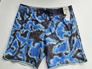 VOLCOM Men's 40 Board Shorts Stoneys Barnacle Sponge Stoney 19 Black Blue - Picture 1 of 3