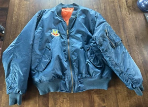 USAF MA-1 Bomber Flight /Pilot/Aviator Reversible Blue Mens Rothco Jacket-Sz L - Picture 1 of 11