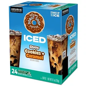 Original Donut Shop Iced Duos Cookies + Caramel Coffee 24 Keurig K Cups NEW - Picture 1 of 5