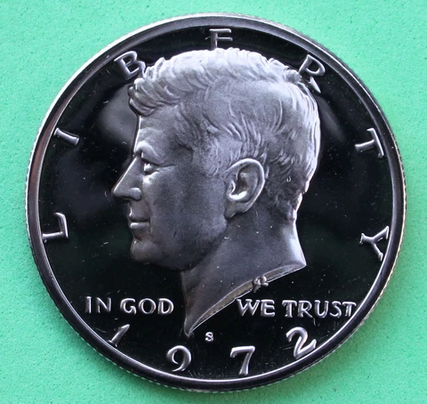 1972 S Kennedy Half Dollar CN Clad 50c Proof Coin JFK 50 Cents Cover