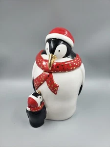 **Spode Winter Christmas Penguin Candy Hand-Painted Canister Jar & Lid** - Picture 1 of 5