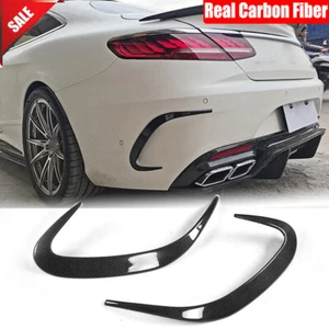 For Benz S-Class S63 S65 2Door 14-18 Real Carbon Rear Bumper Scoop Fins Vent - Picture 1 of 12