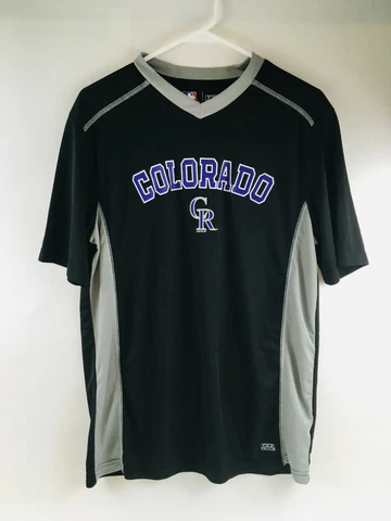 TX3 COOL Colorado Rockie MLB Baseball Jersey Shirt Black Size Large V-Neck Men's Cover