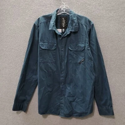 Alpinestars Men Button Up Shirt Medium Blue Denim Pockets Long Sleeve Collar - Image 1 of 4