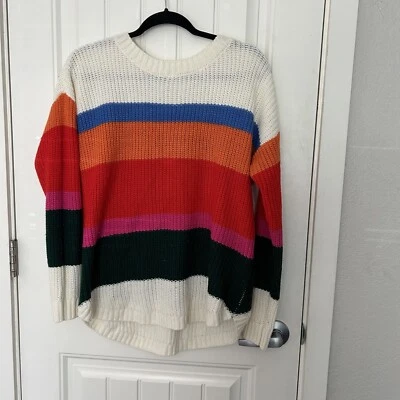 Colorful Cozy Bohemian Indie autumn fall knit sweater Women’s Large — 第 1/4 张图片