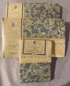 Jessica McClintock Sheet Set Jonete Blue Floral Full Fitted Flat & Pillowcases - Picture 1 of 5