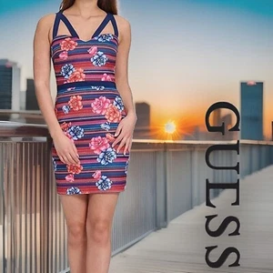 Guess - Neu mit Etikett Größe 4 Kleid mehrfarbig Blumenmuster Mini unverbindliche Preisempfehlung des Herstellers $ 108 Party, Cocktail - Bild 1 von 6