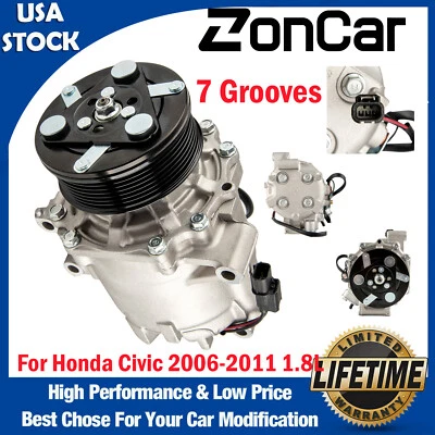 Compresor de aire acondicionado para 2006 2007 2008 2009 2010 2011 Honda Civic 06-11 1,8 L Foto 1 de 4