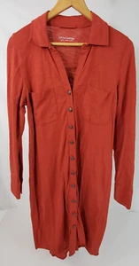 Hemdblusenkleid mit weicher Umrandung vorne geknöpft Langarm Gürtel rostrot Größe M - Bild 1 von 10