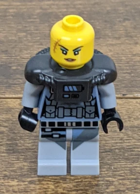 LEGO- Minifigure – Female Cyborg/Robot Soldier – Gray Armor Suit - Image 1 of 4