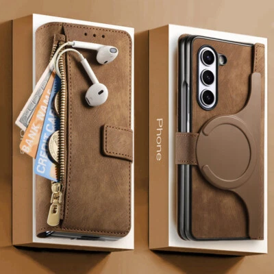 Handyhülle Für Samsung Galaxy Z Fold7 Fold6 4 3 Magnet Leder Wallet Falten Cover - Bild 1 von 4