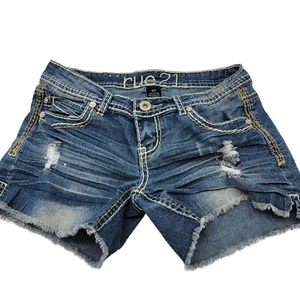 Rue 21 Size 0/1 Cut Off Distressed Shorts with Embroidered pockets - Picture 1 of 5