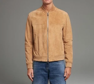 HUGO BOSS Malbano Suede Jacket 50530220 Medium Beige Sz.50/L - Picture 1 of 8