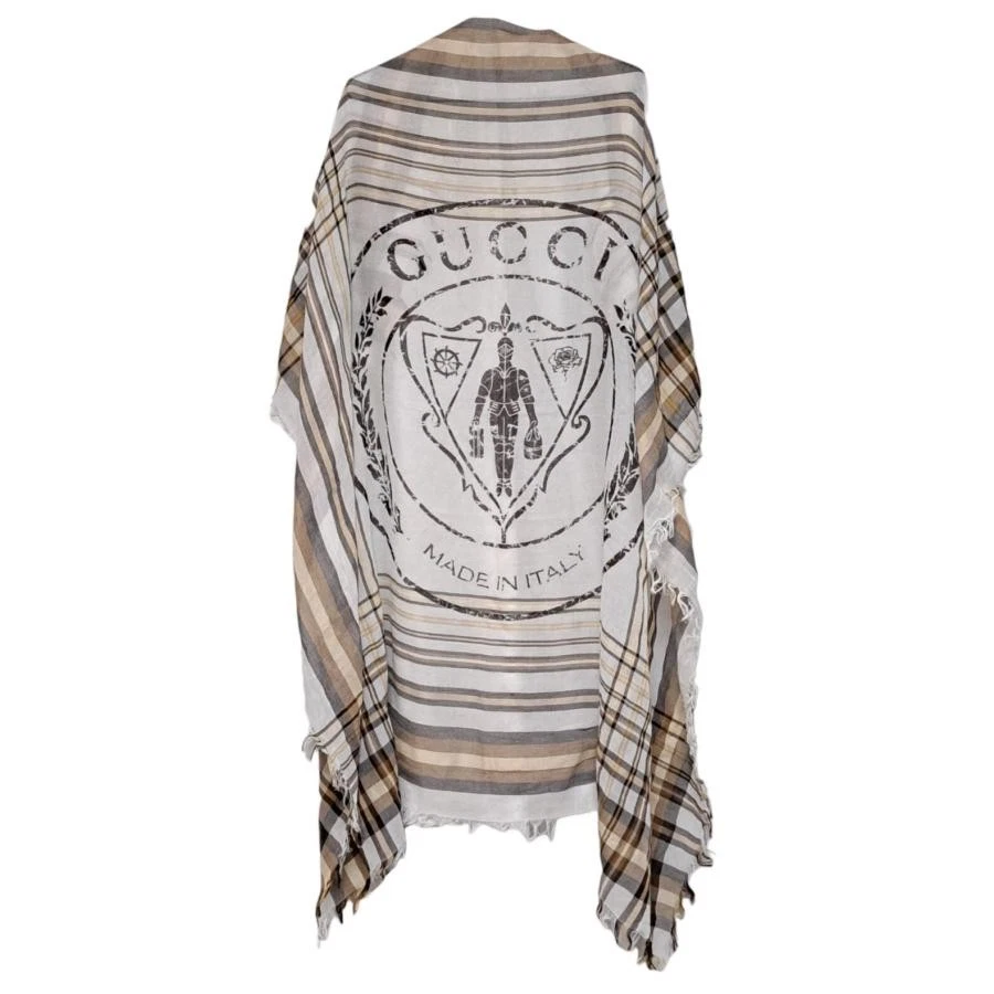 GUCCI Algodón Estola Bufanda Marrón Grande 120cm x 116cm Hecho en Italia Rango A Foto 1 de 4