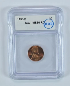 1958-D Lincoln Wheat Cent MS66 RD ICG *2073 - Picture 1 of 5