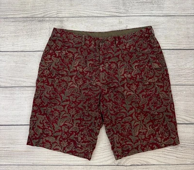 POLO RALPH LAUREN Mens Sz 38 Burgundy Paisley Floral Cotton Chino 10" Shorts EXC - Image 1 of 4