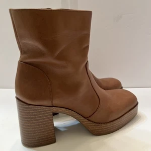 Braune Plateau Damen 9 Leder Stiefel Gianni Bini Seitenreißverschluss - Bild 1 von 8