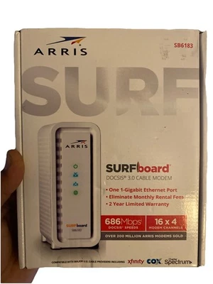ARRIS SURFboard SB6183 DOCSIS 3.0 Cable Modem - White - Image 1 of 3