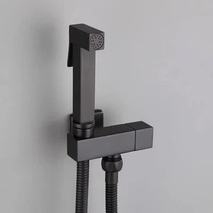 Hand Held Toilet Bidet Sprayer Head & Hose Black Wall Mounted - NEW AS PICS - Picture 1 of 6