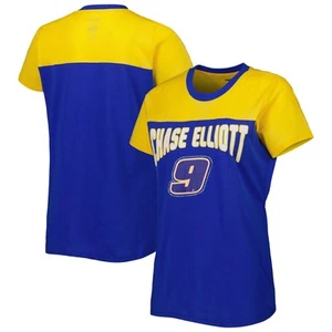 Women's G-III 4Her by Carl Banks Royal/Yellow Chase Elliott Box Score T-Shirt - Picture 1 of 4