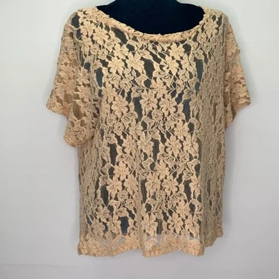 Needle & Thread Blouse Womens Small Sheer Lace Layering Top Career Pink Tone  - Image 1 of 4