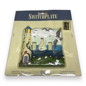 Figi Vintage Double Light Switchplate Cover Lighthouse Sailboat New England NEW - Picture 1 of 2