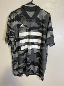 Adidas Shirt Men Large Gray Digital Camo Jersey Training Prematch Soccer M - Picture 1 of 9