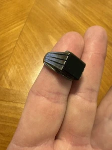 Anillo de plata de ley de ónix negro para hombre talla 10,5 vintage - Imagen 1 de 16