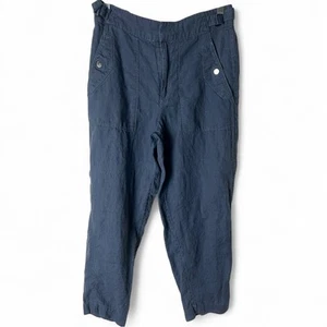 Athleta - Women's Voyager 100% Linen Pants Navy Blue - Sz. 6 - Picture 1 of 6