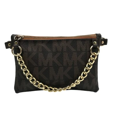 Bolso Cinturón Michael Kors Marrón Lona Recubierta Monograma Cadena Foto 1 de 4
