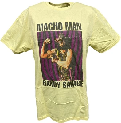 Macho Man Randy Savage Bicep Pose Mens Yellow T-shirt - Image 1 of 4
