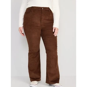 Old Navy Size 16 Tall 16T Brown Corduroy Higher High-Rise Flare Pants Stretch - Picture 1 of 12
