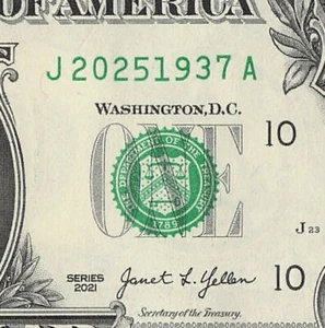 1937 2025 Tombstone Fancy Serial Number One Dollar Bill Double Date Note - Picture 1 of 11