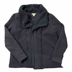 LL. Giacca donna Bean taglia M blu navy finto sherpa orlo aperto davanti casual calda - Foto 1 di 9