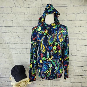 NWT Polo Ralph Lauren Mens Size XS Navy Blue Paisley Hooded T-Shirt Long Sleeve - Picture 1 of 13