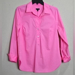 Talbots Barbie Pink Top Small NWT Cuff Sleeves Cuff Sleeves Cottagecore Coastal - Picture 1 of 7