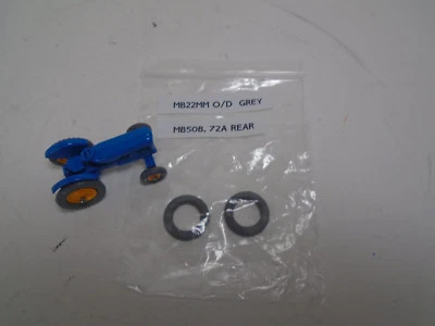 MATCHBOX 22MM O/D GREY PLASTIC TIRES FITS 72A FORDSON,50B JOHN DEERE.REAR 1 PAIR - Image 1 of 2