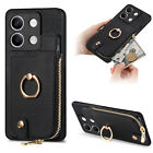Zip Wallet Card Case Ring Holder Cover for Xiaomi Redmi Note 13 9 Pro 12 Turbo