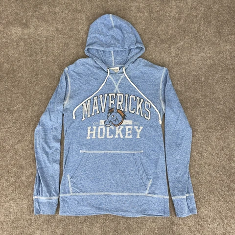 Kansas City Missouri Mavericks Womens M Hooded Shirt Hockey Hoodie Heather Blue Cover
