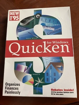 Quicken for Windows 95 Version 4 Vintage New Sealed  3.5 High Density Disks - Image 1 of 4